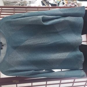 DKNY Donna Karen abstract knit Blue L/S Top Sz L